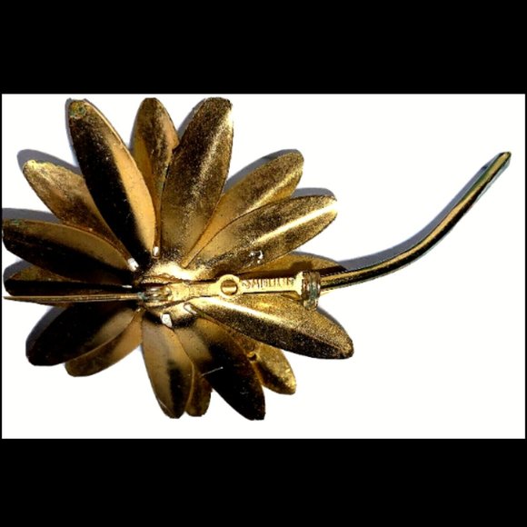 Sandor White Daisy Brooch Pin Ladybug Stem Flower Power 4" Vintage - Picture 9 of 12